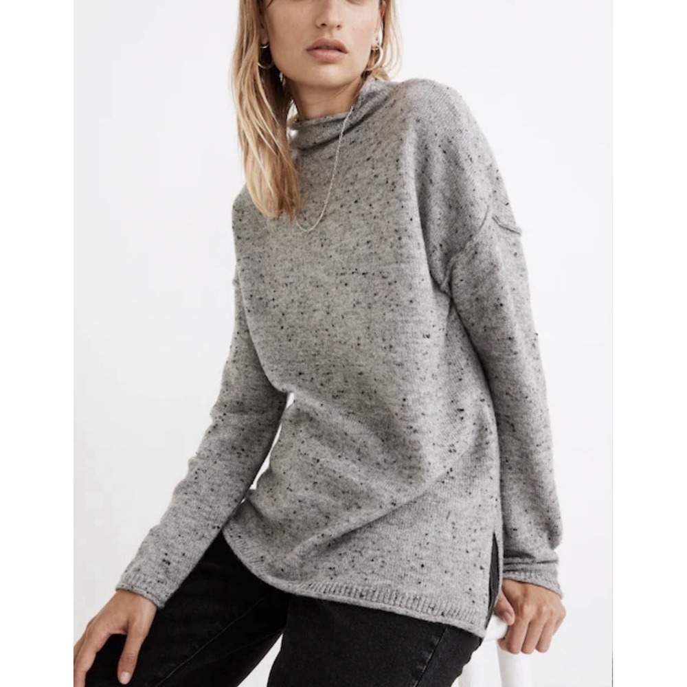 Madewell Donagel Whitworth Sweater Women M Grey‎ Mock Neck Granolagirl Boho